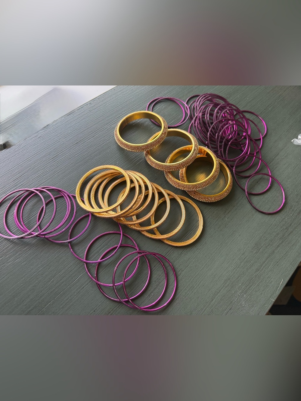 Lot of plastic wedding bangles bracelets from India Gold Purple